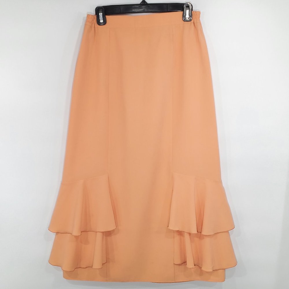 Peach color women’s slip on elastic waist skirt, L